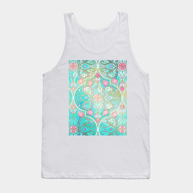 Floral Moroccan in Spring Pastels - Aqua, Pink, Mint & Peach Tank Top by micklyn